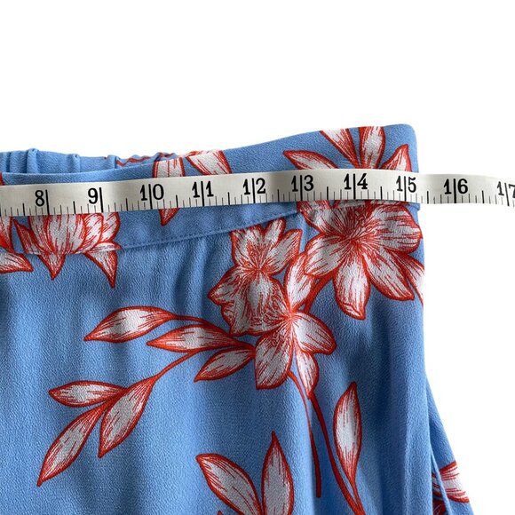 Talbots Tiered Midi Skirt Flowing Hibiscus Floral Blue & Orange Women's Size M - Picture 6 of 8